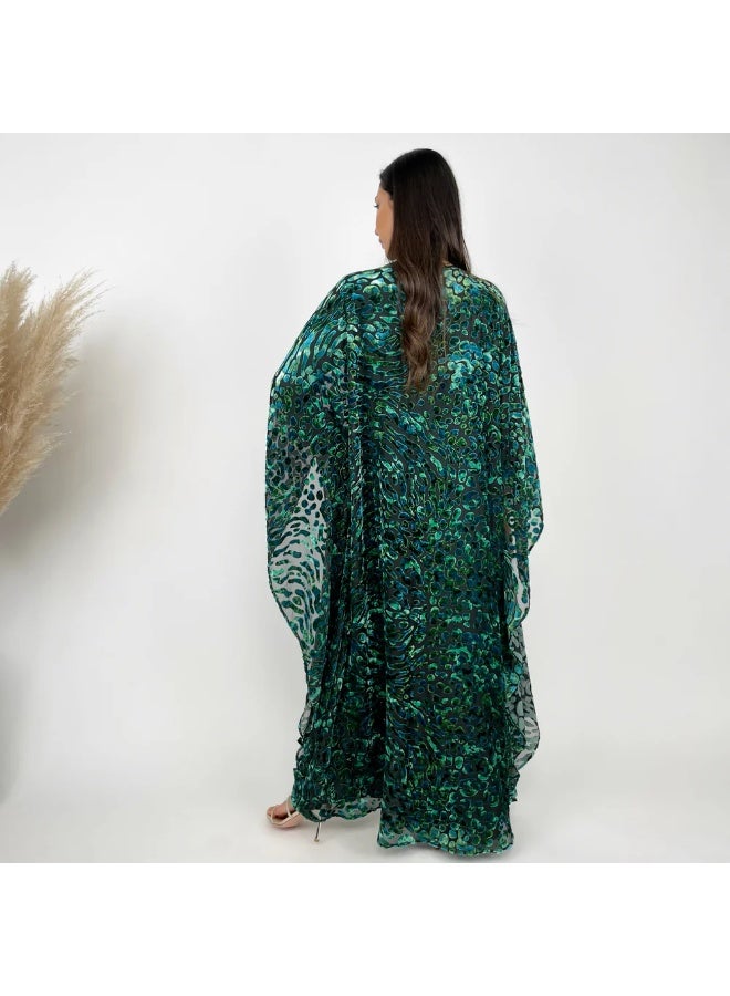 QABEELA RAM24 EMERALD DEVORÉ KAFTAN - Image 3
